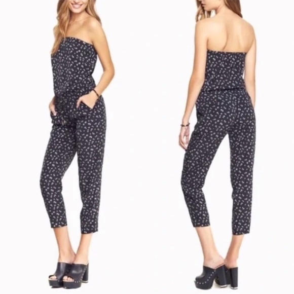 Express jumpsuit Strapless ditzy floral print drawstring size XS - Picture 1 of 11